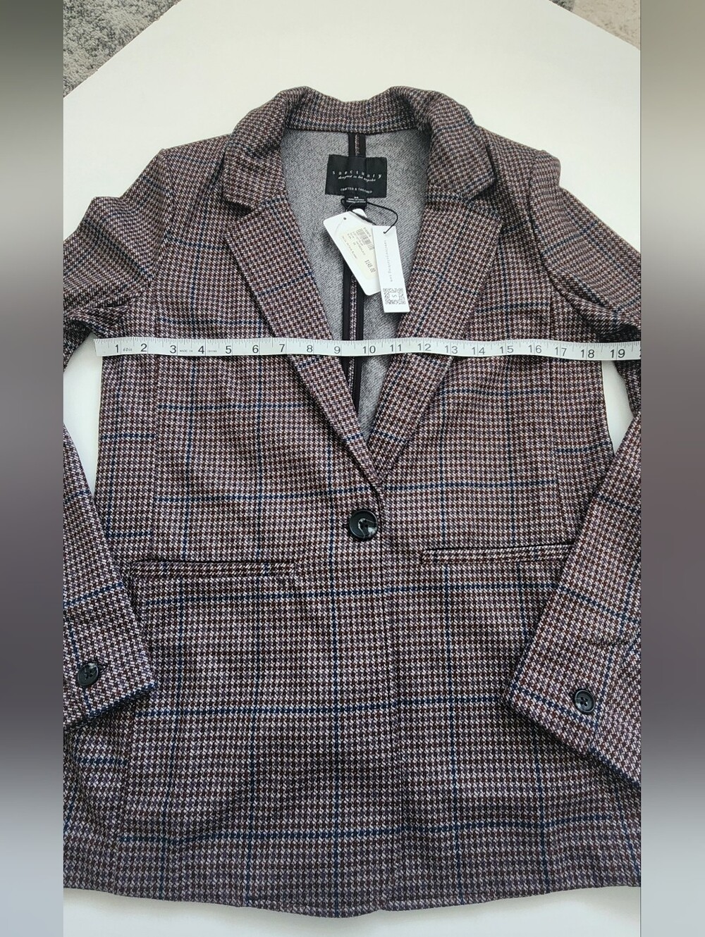 NWT Sanctuary Evereve Daily Oxford Plaid Blazer Jacket Size XS